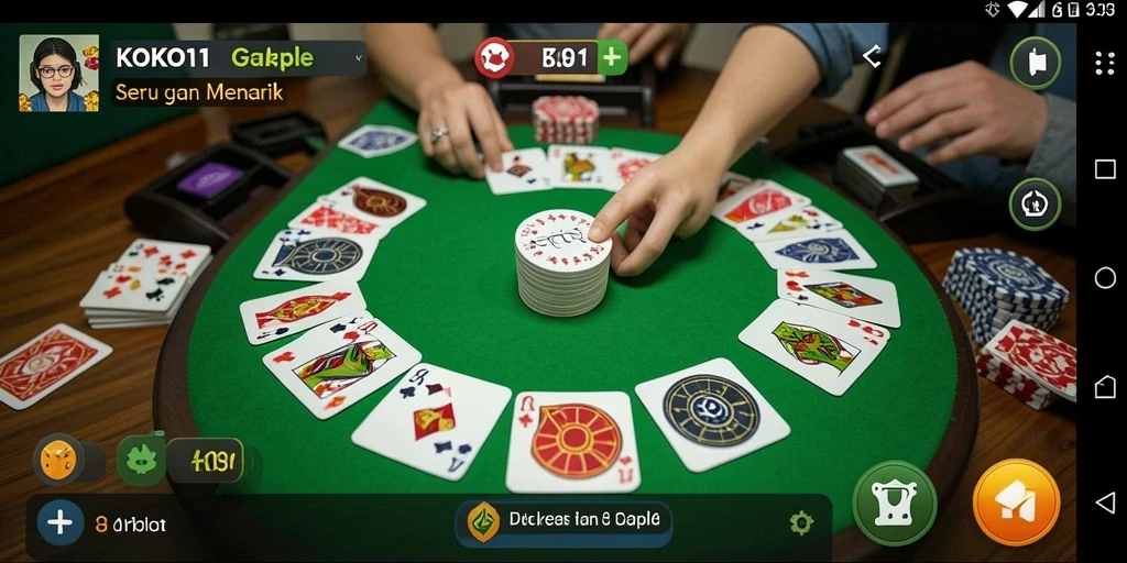 Tampilan seru dari gameplay KOKO11 dengan kartu Gaple.