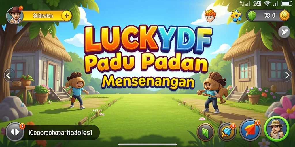 Tampilan gameplay seru dari LUCKYDF dengan objek berwarna-warni.