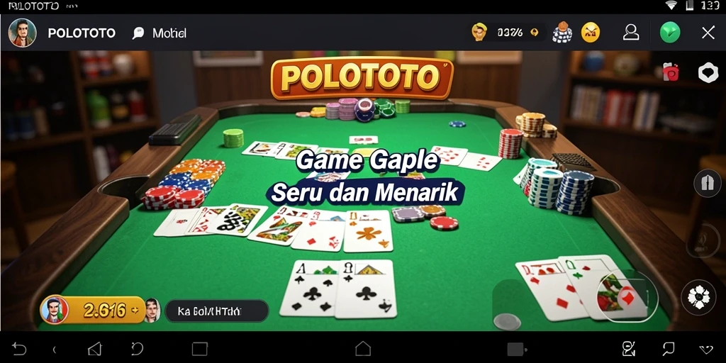 Screenshot POLOTOTO menampilkan gameplay Gaple yang seru dan interaktif.
