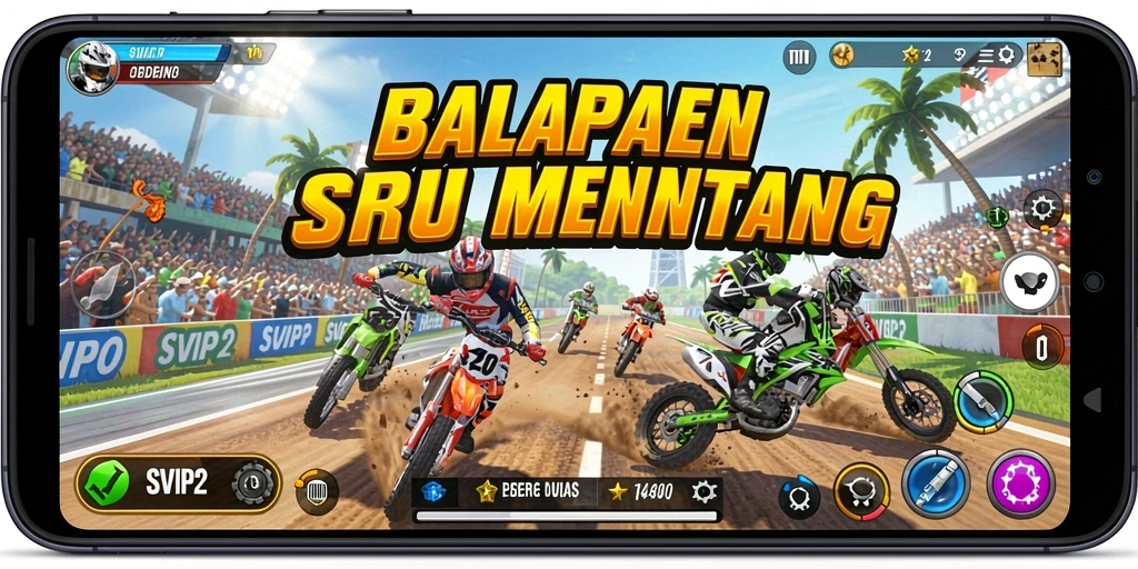 Tampilan gameplay balapan yang intens dan seru di SVIP2.