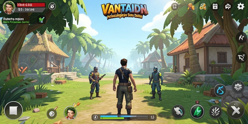 Tampilan gameplay VANTAIDN yang ceria dan penuh warna.